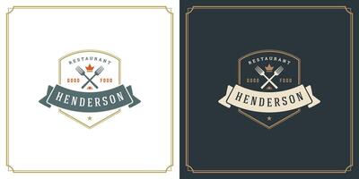 Restaurant logo template illustration for menu and cafe sign vector