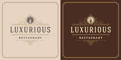 Restaurant logo template illustration for menu and cafe sign vector