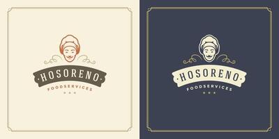 restaurante logo modelo ilustración para menú y café firmar vector