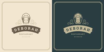 Restaurant logo template illustration for menu and cafe sign vector