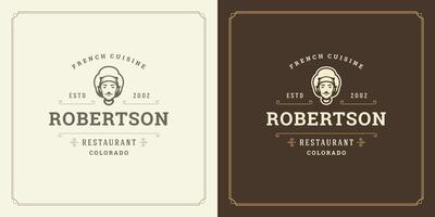 Restaurant logo template illustration for menu and cafe sign vector