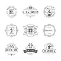 Restaurant logos and badges templates set illustration. vector