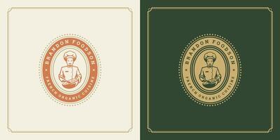 Restaurant logo template illustration for menu and cafe sign vector