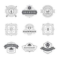 Restaurant logos and badges templates set illustration. vector