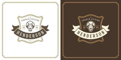 Restaurant logo template illustration for menu and cafe sign vector