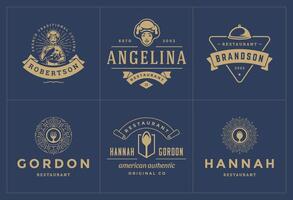 Restaurant logos and badges templates set illustration. vector