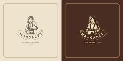 Restaurant logo template illustration for menu and cafe sign vector