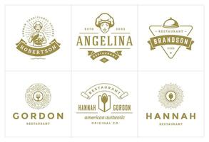 Restaurant logos and badges templates set illustration. vector