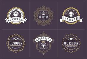 Restaurant logos and badges templates set illustration vector