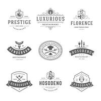 Restaurant logos and badges templates set illustration. vector