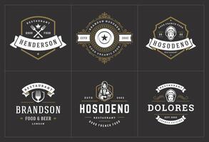 Restaurant logos and badges templates set illustration. vector