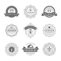 Restaurant logos and badges templates set illustration. vector