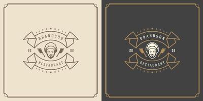 Restaurant logo template illustration for menu and cafe sign vector