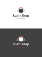 Sushi restaurante emblema logo modelo ilustración. vector