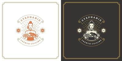 Restaurant logo template illustration for menu and cafe sign vector