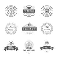 Restaurant logos and badges templates set illustration. vector