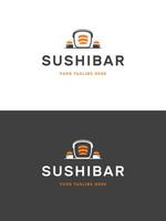 Sushi restaurant emblem logo template illustration. vector