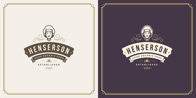 Restaurant logo template illustration for menu and cafe sign vector