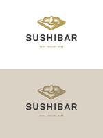 Sushi restaurante emblema logo modelo ilustración. vector