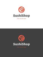 Sushi restaurant emblem logo template illustration. vector