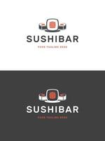 Sushi restaurante emblema logo modelo ilustración. vector