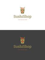 Sushi restaurant emblem logo template illustration. vector