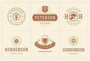 Restaurant logos and badges templates set illustration. vector