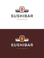 Sushi restaurante emblema logo modelo ilustración. vector