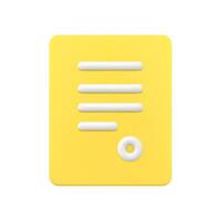 Yellow digital contract 3d icon illustration vector