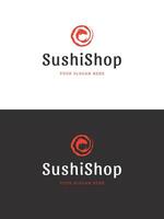 Sushi restaurante emblema logo modelo ilustración. vector