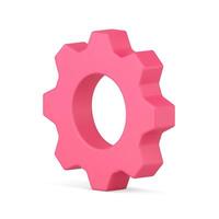 Pink machine gear wheel cogwheel 3d isometric illustration. Simple badge engine engineering vector