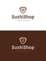 Sushi restaurant emblem logo template illustration. vector