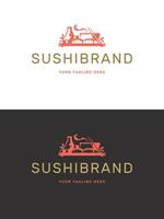 Sushi restaurante emblema logo modelo ilustración. vector