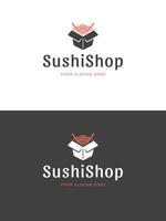 Sushi restaurant emblem logo template illustration. vector