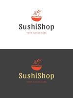 Sushi restaurante emblema logo modelo ilustración. vector