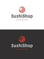 Sushi restaurante emblema logo modelo ilustración. vector