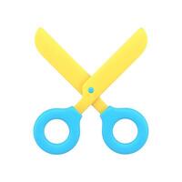 Scissors with yellow sharp blade 3d icon illustration vector