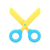 Scissors with yellow sharp blade 3d icon illustration vector