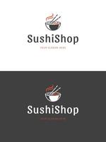 Sushi restaurante emblema logo modelo ilustración. vector