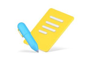 Signing business contract. Yellow volumetric paper with rows abstract text vector