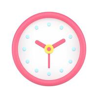 Pink circle clock 3d icon illustration vector