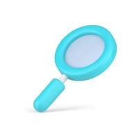 Turquoise 3d magnifier. Volumetric magnifying tool with analytical function for investigations and detective search vector