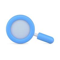 Magnifying blue 3d loupe. Research and scaling tool vector