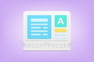 Online typing in web application 3d icon vector