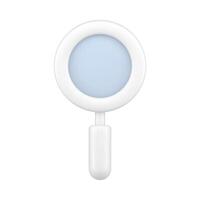 Stylish white 3d loupe with gradient. Essential magnifying tool for inspect and analytics vector