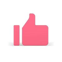 Endorsing like 3d. Pink volumetric symbol in simple design vector