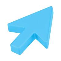 Blue web arrow 3d. Pointer volumetric mouse cursor for website vector