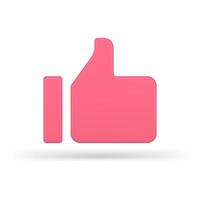 Volumetric pink like 3d icon. Online approval symbol in minimal design. vector