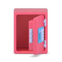 Open empty 3d safe. Secure pink vault for cash and jewelry vector