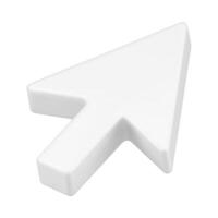 Arrow pointer 3d. White volumetric mouse cursor for website vector